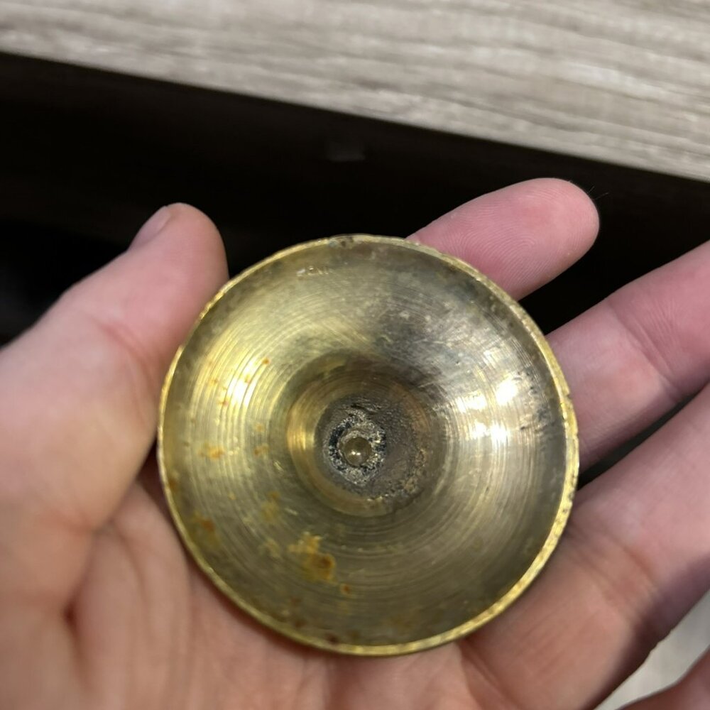 Etched Brass Wine Goblet India Table Top Decor Vintage Beware 5 Small Solid Cups - Picture 6 of 9